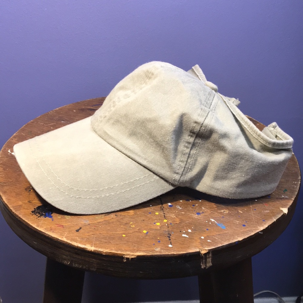 Ponytail hat full 4 panel faded green CSI brand cap
